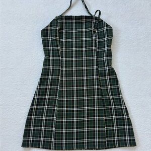 Empyre green and white Plaid Halter Neck Dress